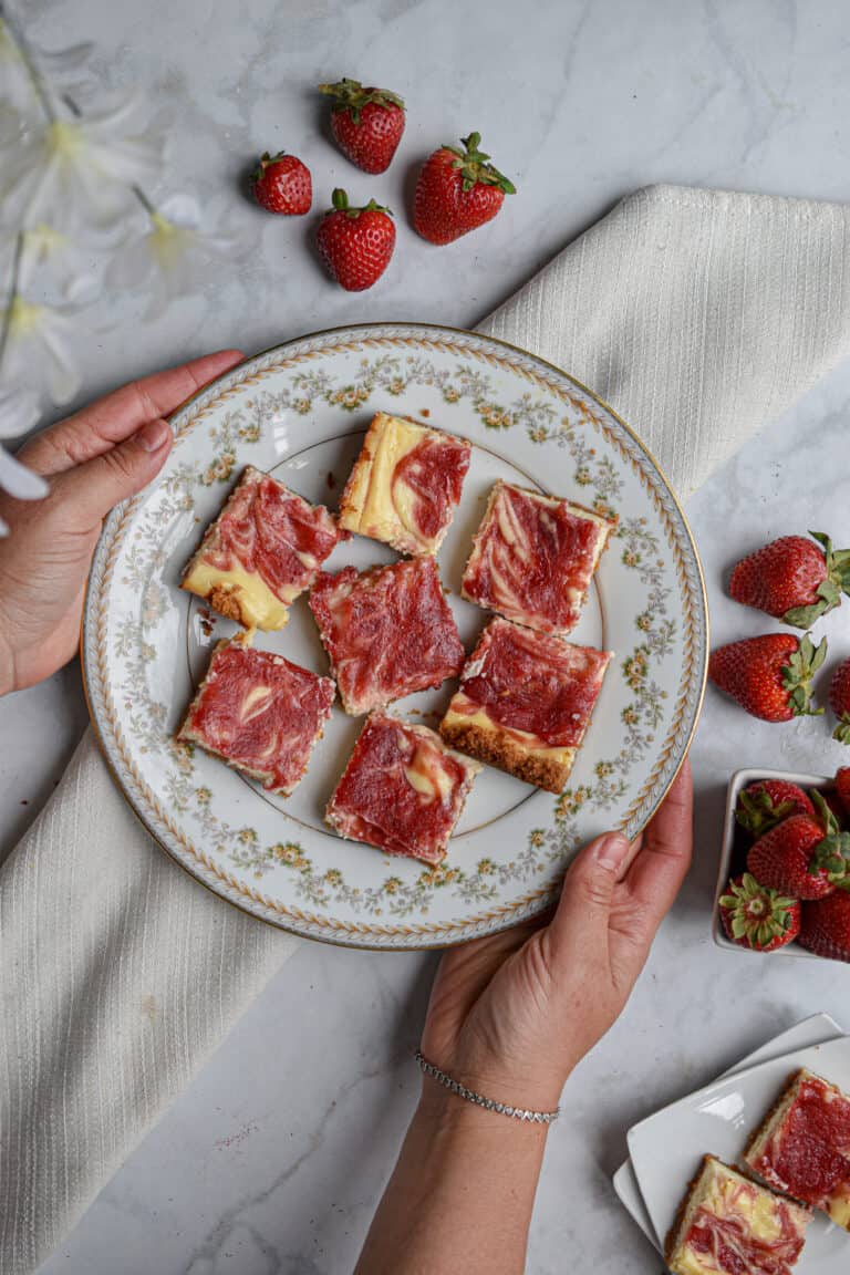 Strawberry Swirl cheesecake bars