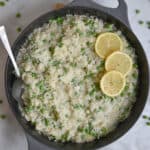 Lemon zest adds a pop of flavor to the spring pea risotto