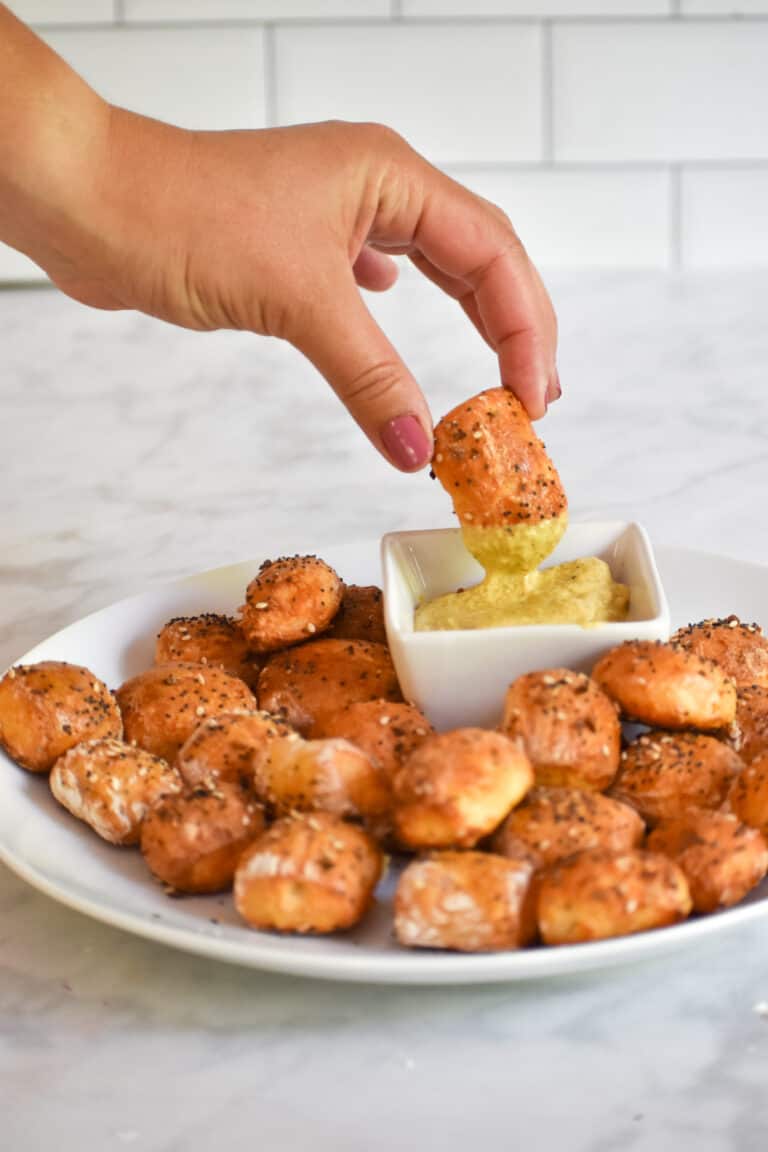Dip the 3 ingredient pretzel bites in your favorite mustard