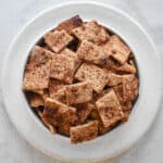 overhead shot of cinnamon sugar sourdough crackers