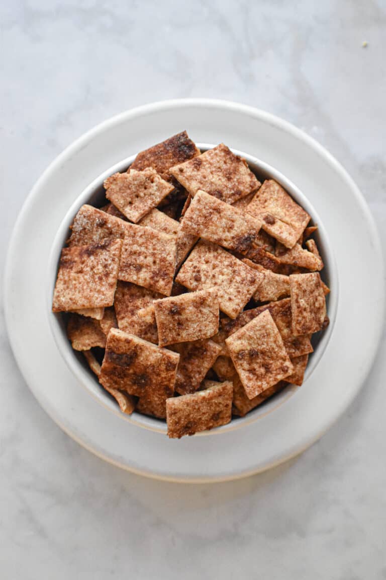 overhead shot of cinnamon sugar sourdough crackers