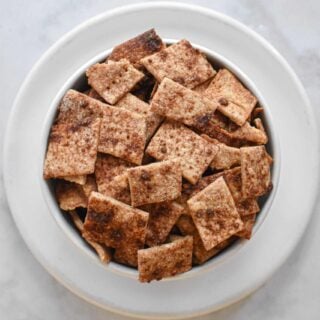 overhead shot of cinnamon sugar sourdough crackers