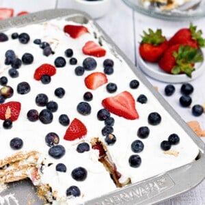 A lighter picture of a 45 degree angle of the cake