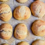 An overhead shot of sourdough dinner rolls no yeast