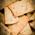 A close up of the finished sourdough crackers