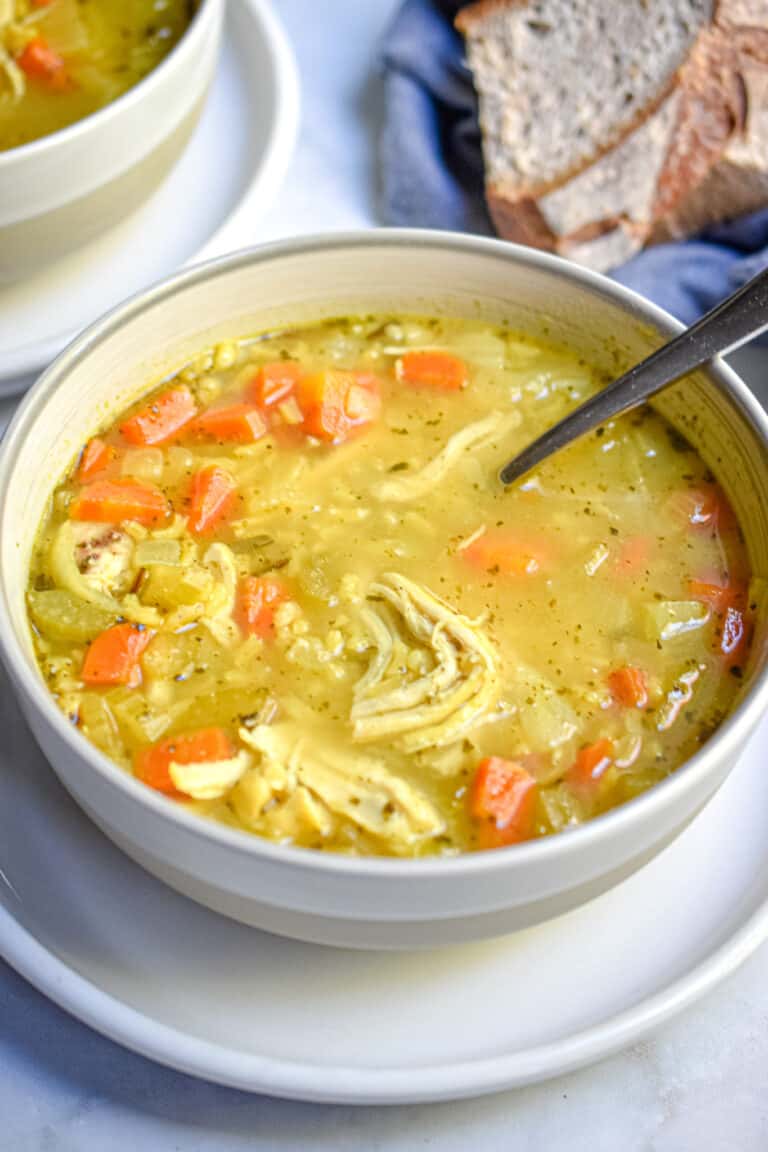 A close up of Instant Pot Chicken and Wild Rice Roup