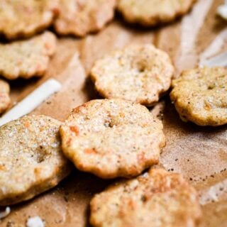 A close up of the sourdough discard cheese crackers