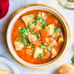 An overhead view of the Instant Pot chicken stew