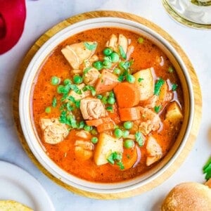 An overhead view of the Instant Pot chicken stew