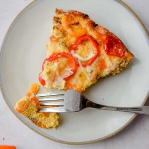 An overhead shot of the sausage and mini pepper frittata.