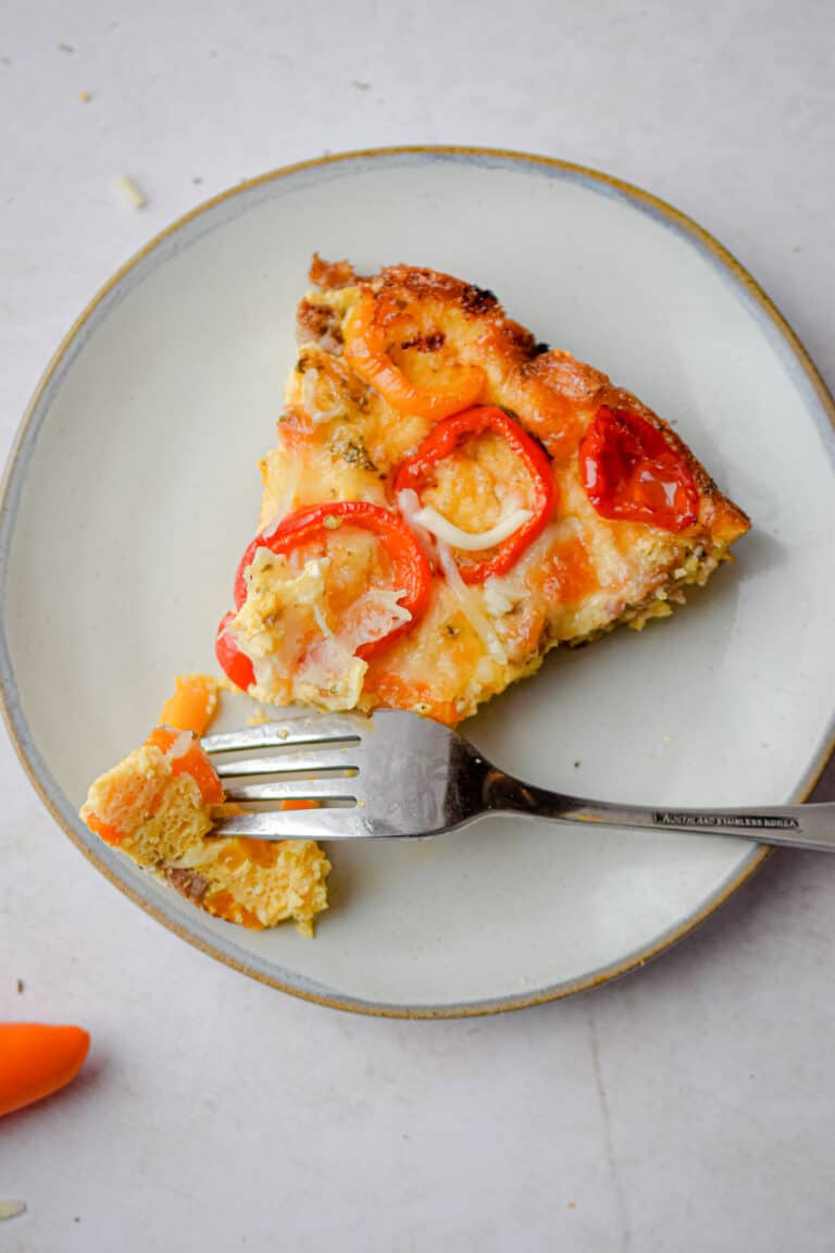 An overhead shot of the sausage and mini pepper frittata.