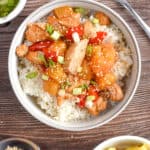 An overhead shot of the Instant Pot Hawaiian Chicken.