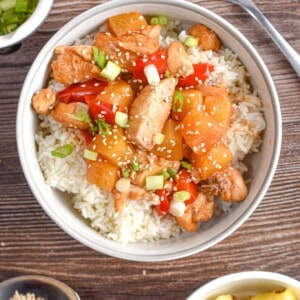 An overhead shot of the Instant Pot Hawaiian Chicken.