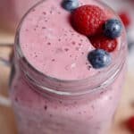 A close up of the texture of the kefir smoothie.