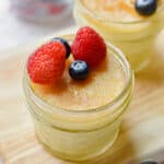 A close up of one of the Instant Pot Creme Brulee pots.