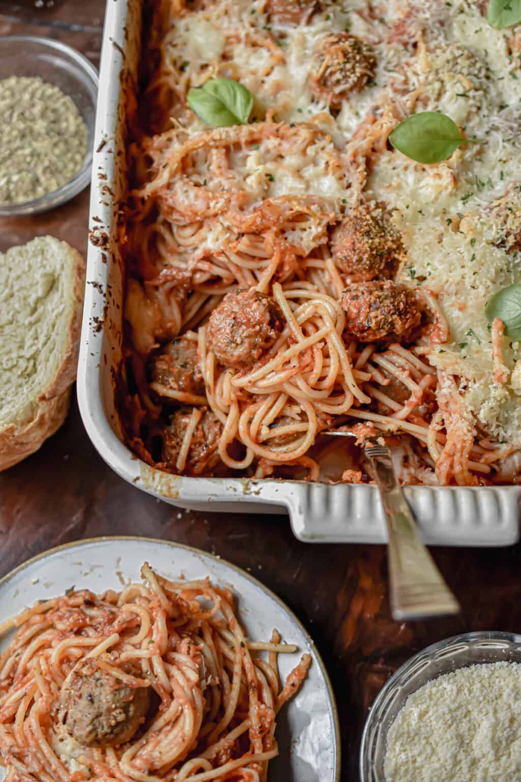 Cheesy Baked Spaghetti and Meatballs Lynn's Way of Life