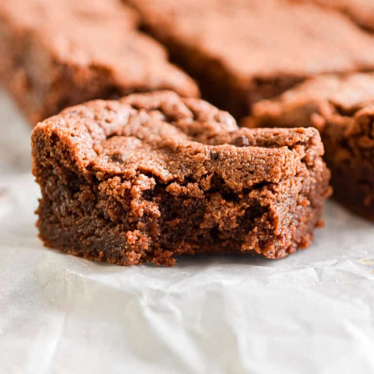A bite was taken out of a brownie with self rising flour.
