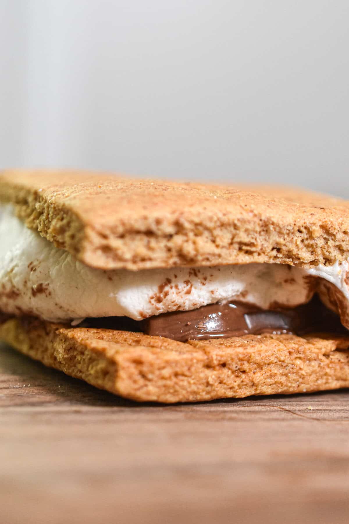 The sourdough graham crackers are made into a smore.