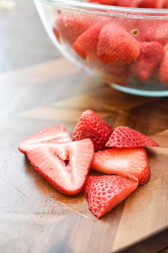 The strawberries are sliced.
