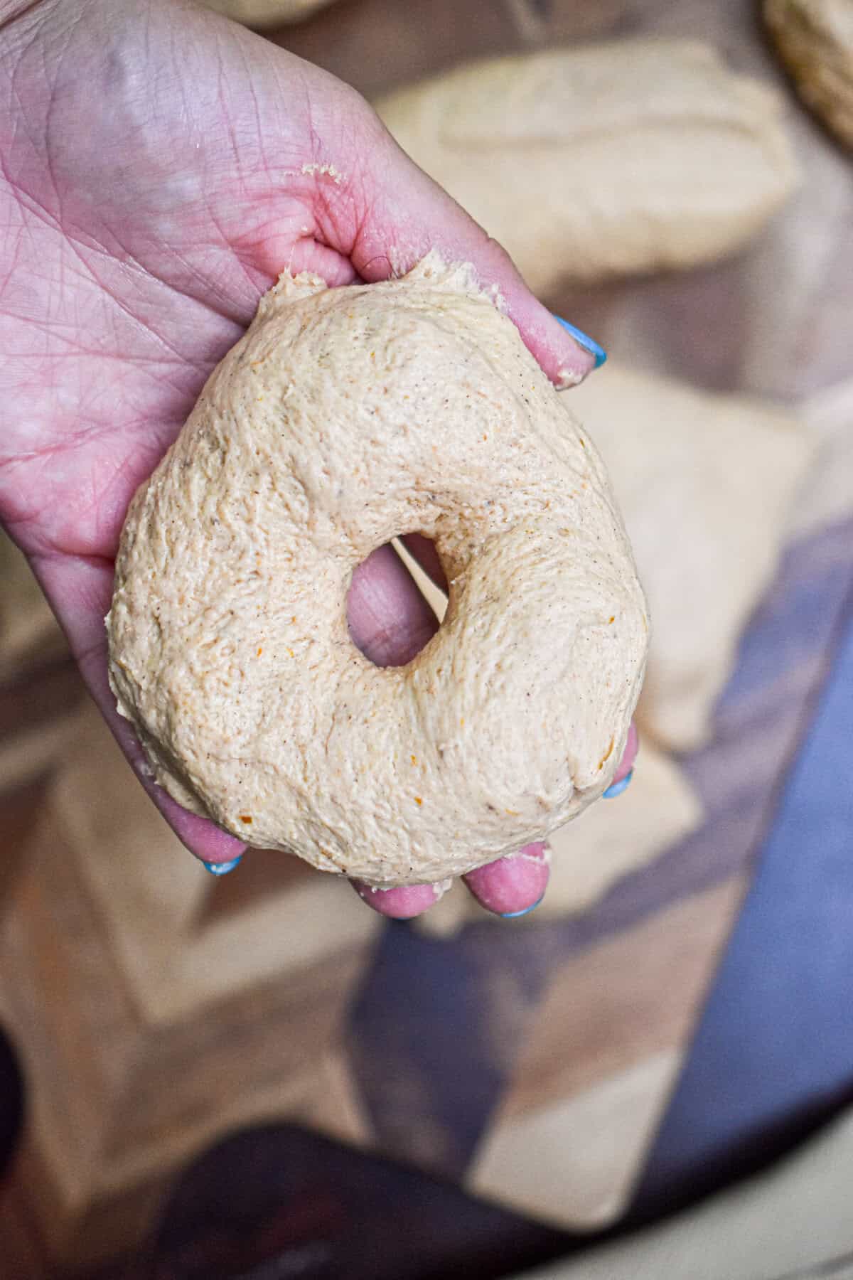 The bagels are shaped.