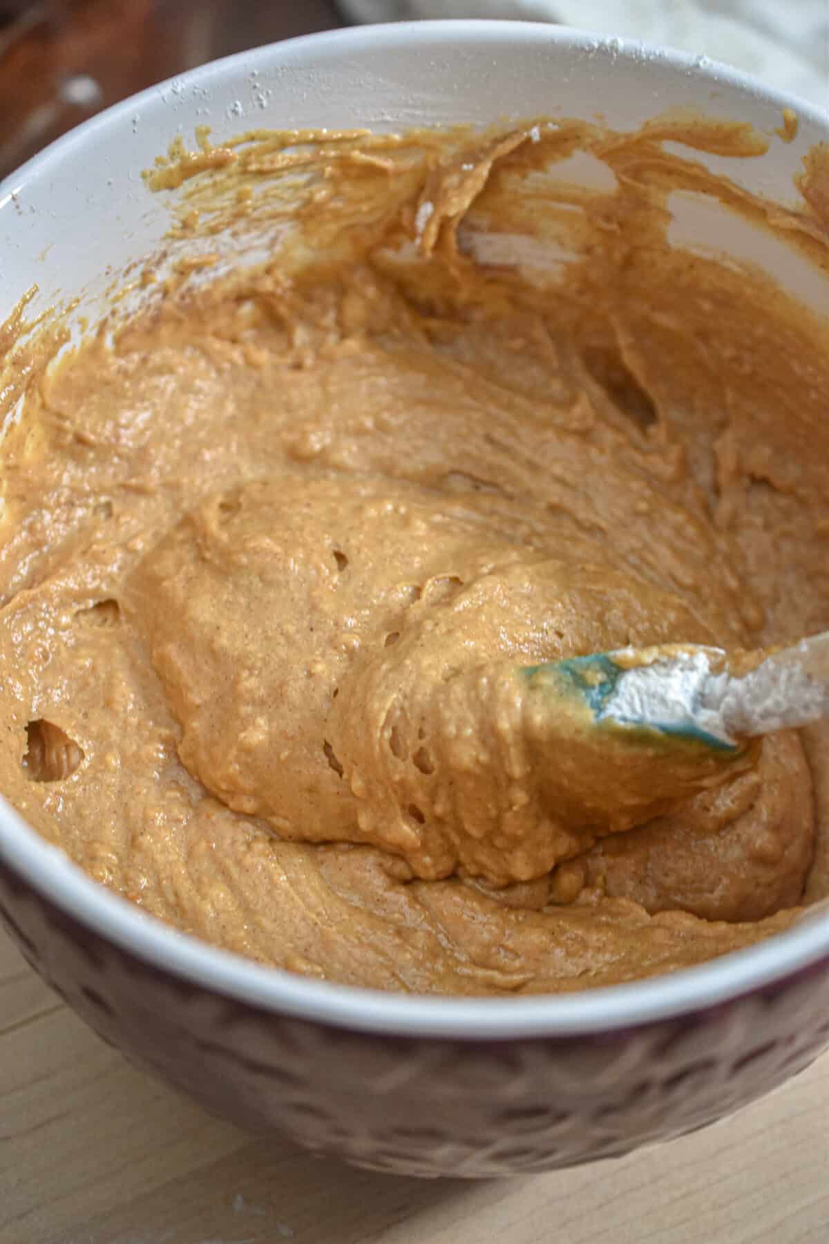 The batter is mixed together.